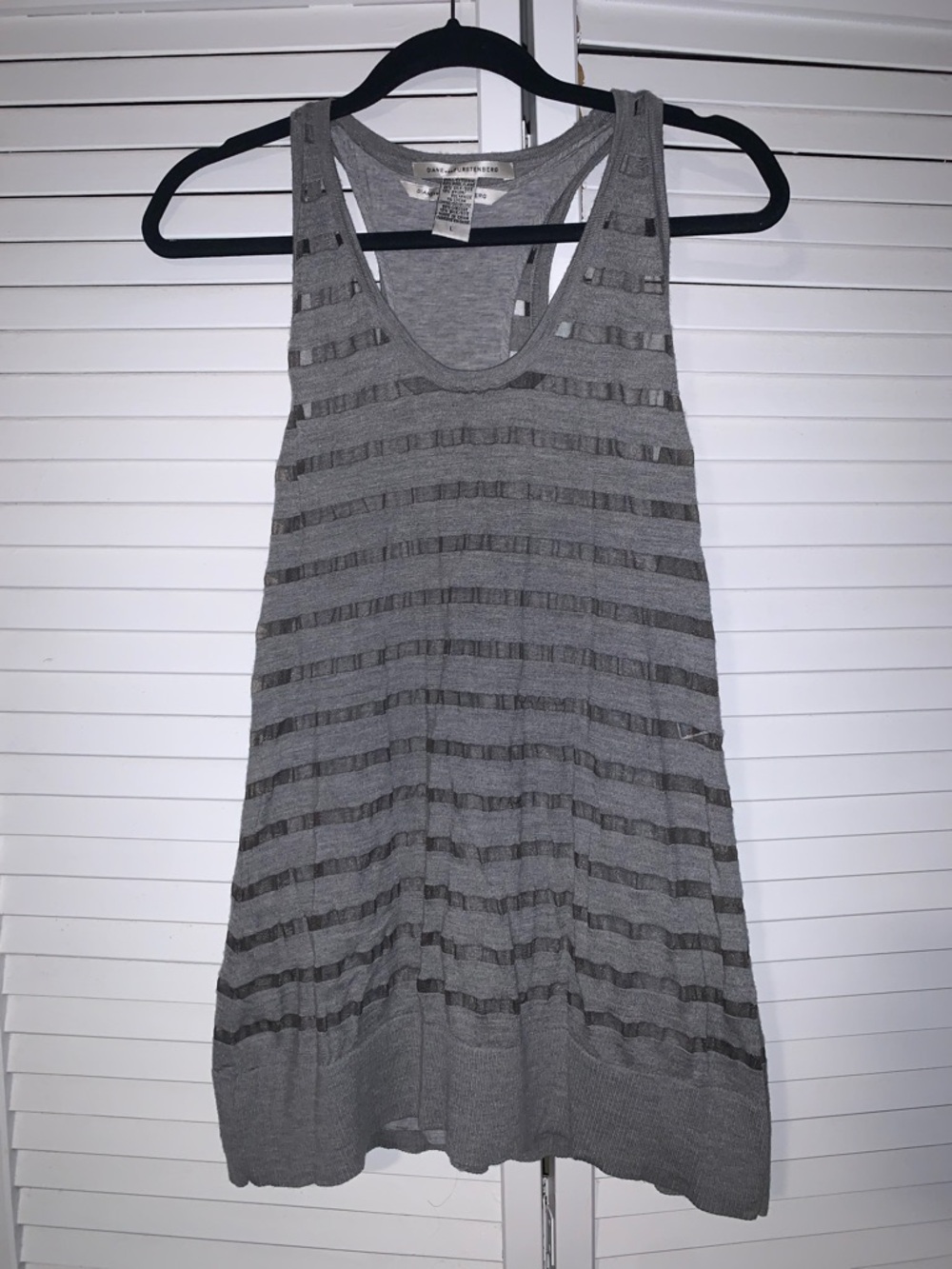 Diane Von Furstenberg Sheer Striped Sleeveless Top